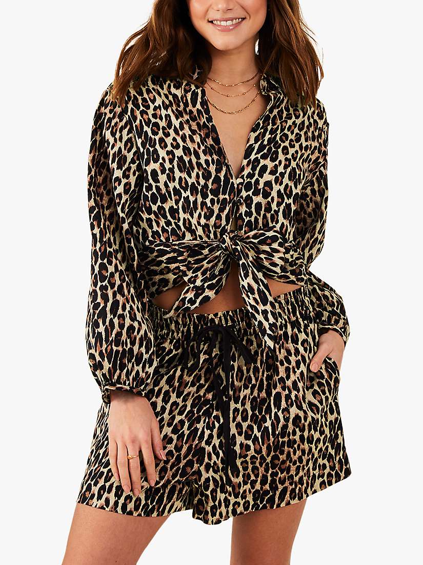 Buy Accessorize Leopard Tie Front Blouse, Mid Brown Online at johnlewis.com