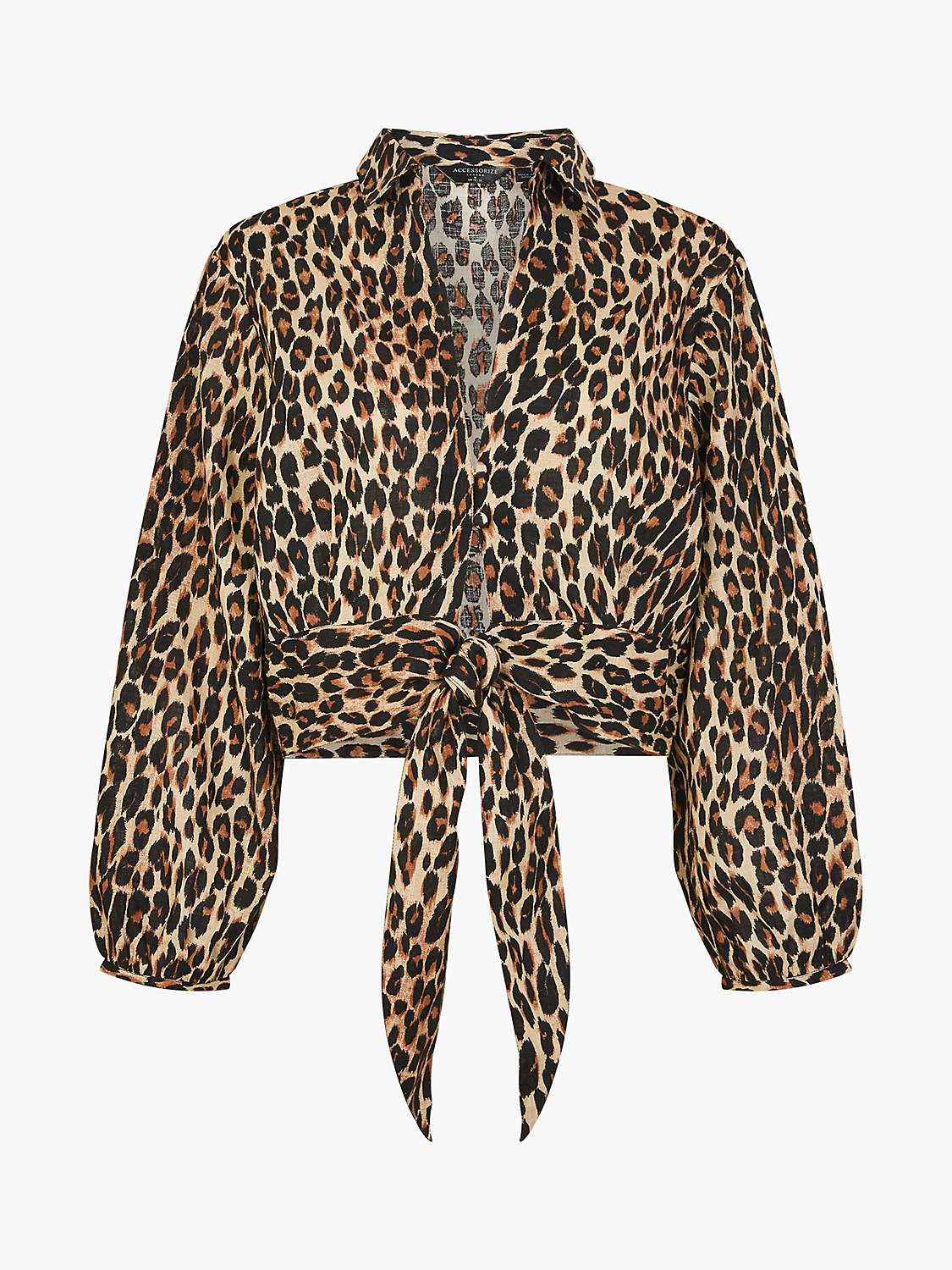 Buy Accessorize Leopard Tie Front Blouse, Mid Brown Online at johnlewis.com