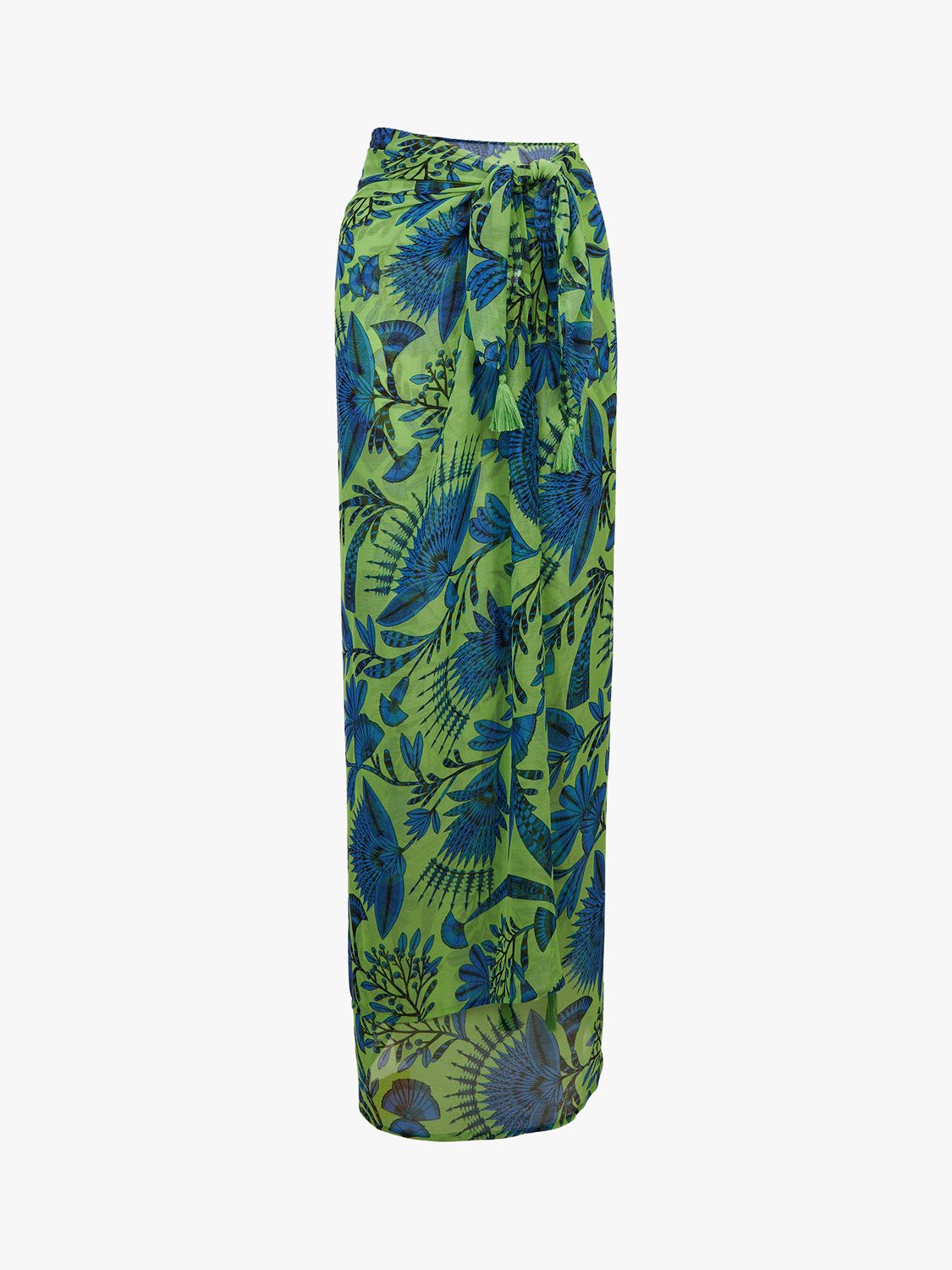 Accessorize Fan Floral Print Sarong, Green at John Lewis & Partners