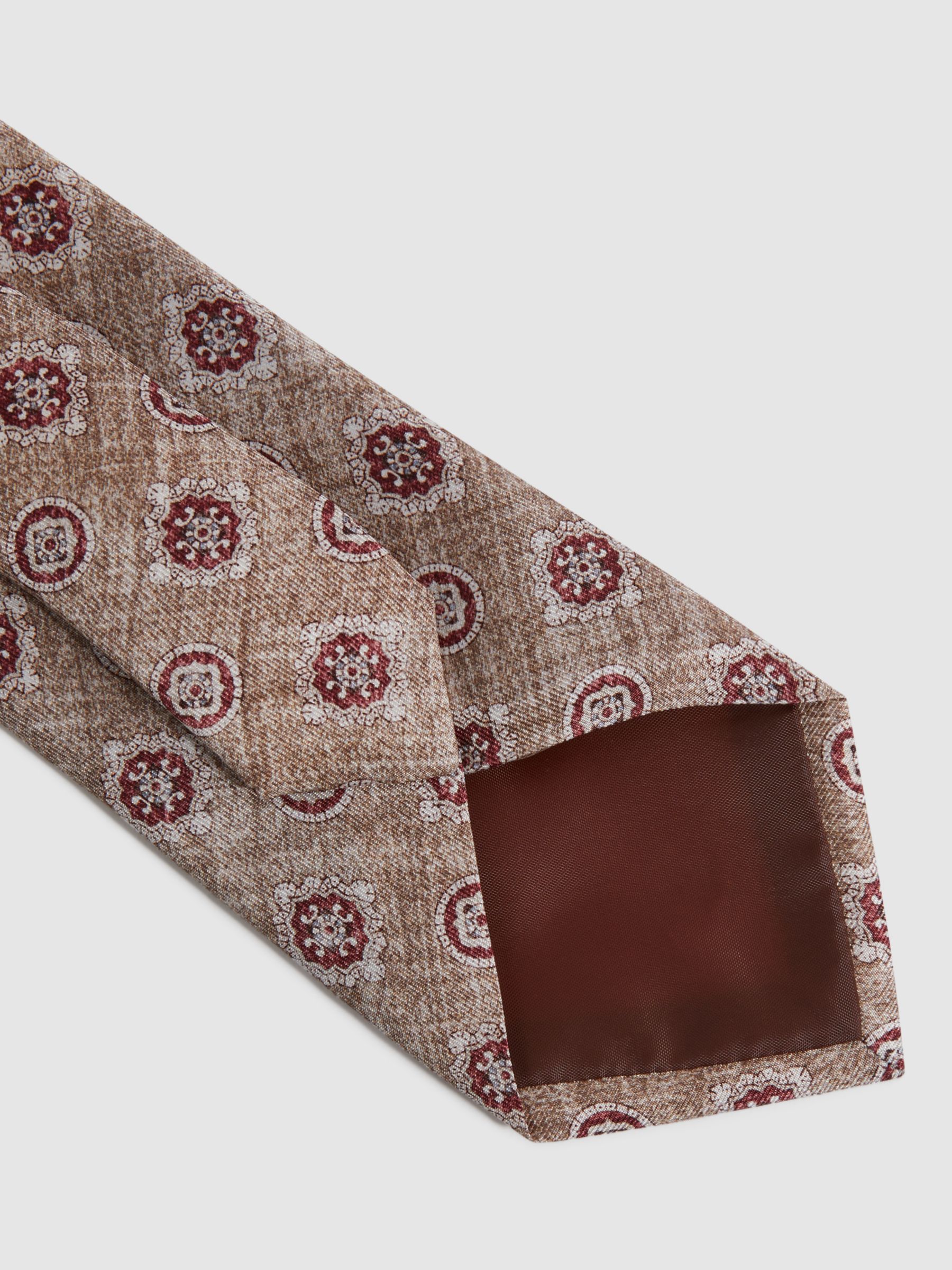 Buy Reiss Vasari Medallion Print Silk Tie, Oatmeal/Rose Online at johnlewis.com
