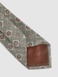 Reiss Vasari Abstract Print Silk Tie, Sage Melange