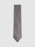 Reiss Assisi Large Medallion Print Silk Tie, Tobacco
