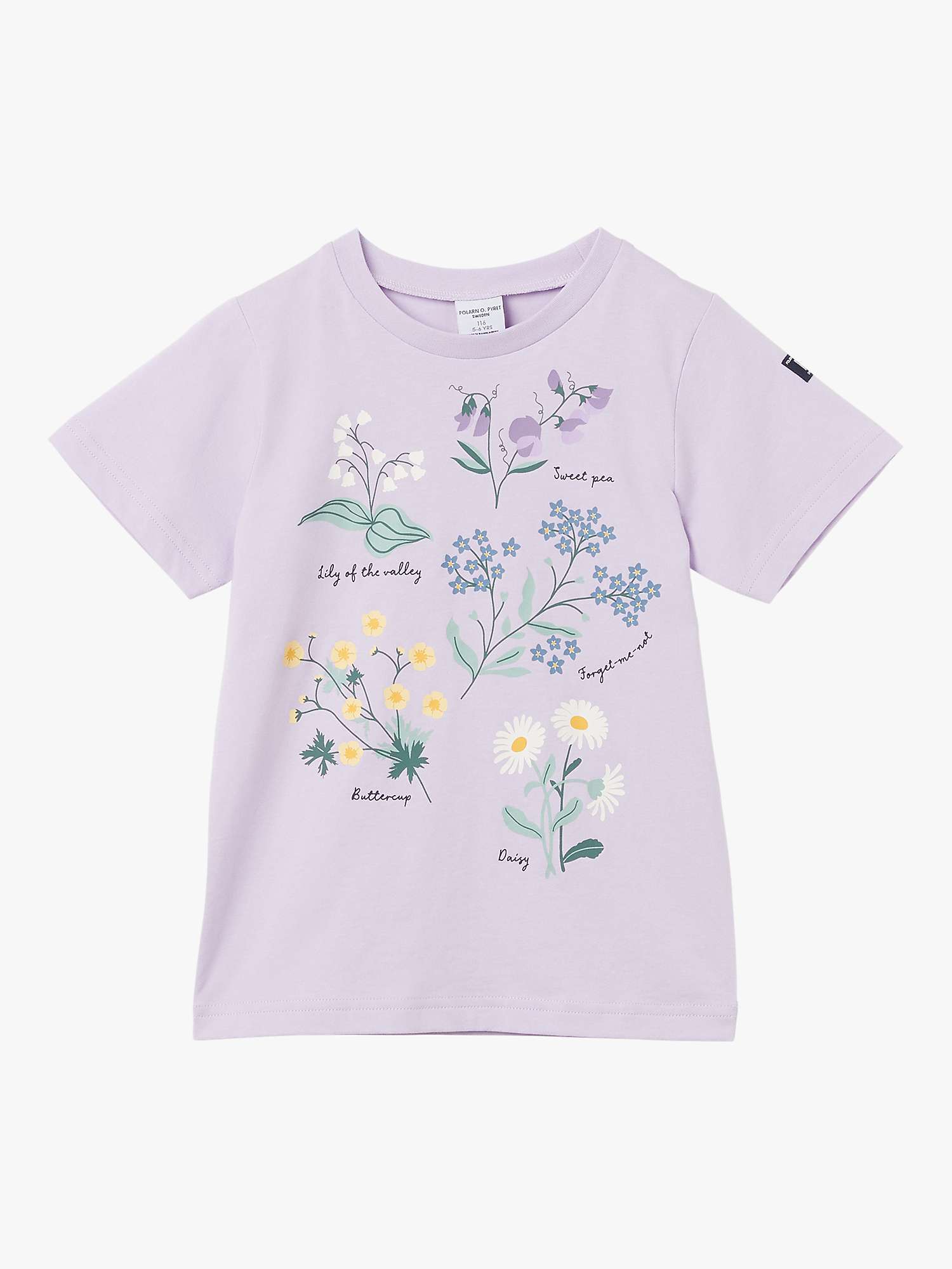 Buy Polarn O. Pyret Kids' Organic Cotton Floral Print T-Shirt, Purple Online at johnlewis.com