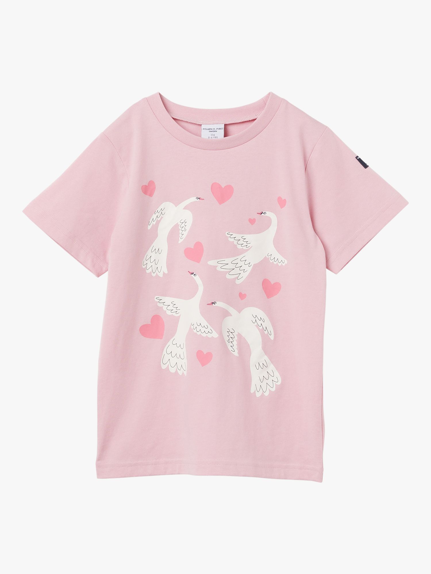 Buy Polarn O. Pyret Kids' Organic Cotton Bird & Heart Print T-Shirt, Pink Online at johnlewis.com