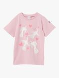 Polarn O. Pyret Kids' Organic Cotton Bird & Heart Print T-Shirt, Pink, Pink
