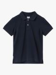 Polarn O. Pyret Kids' Organic Cotton Stripe Polo Shirt, Blue, Blue