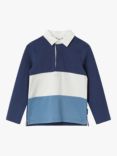 Polarn O. Pyret Kids' Organic Cotton Colour Block Rugby Top, Blue