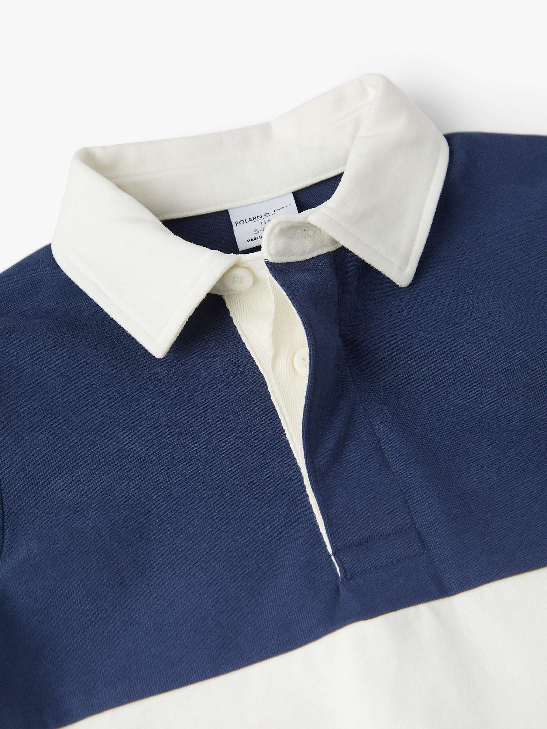 Buy Polarn O. Pyret Kids' Organic Cotton Colour Block Rugby Top, Blue Online at johnlewis.com
