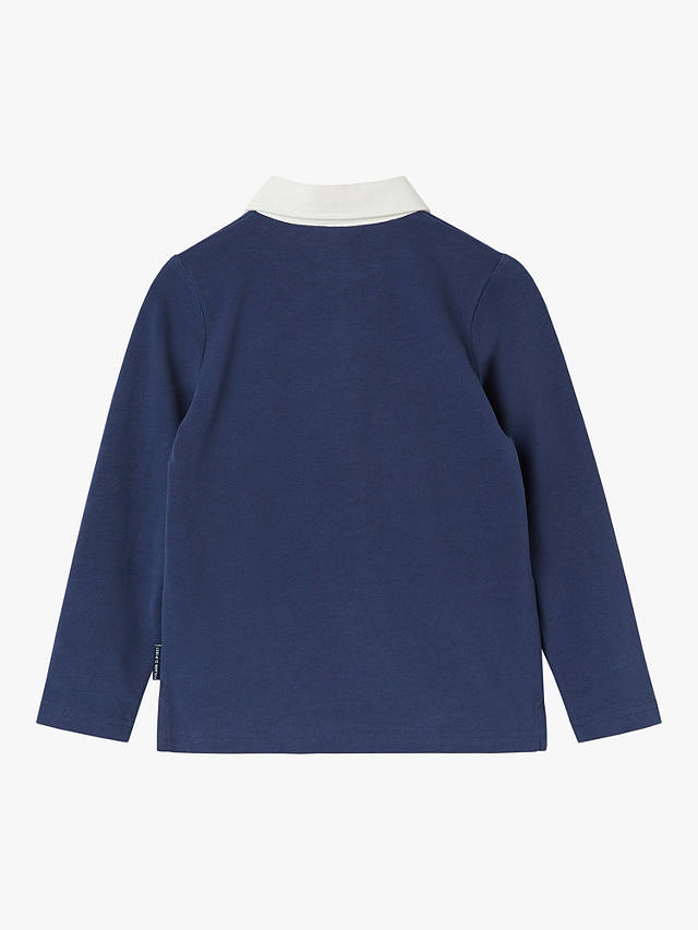 Polarn O. Pyret Kids' Organic Cotton Colour Block Rugby Top, Blue