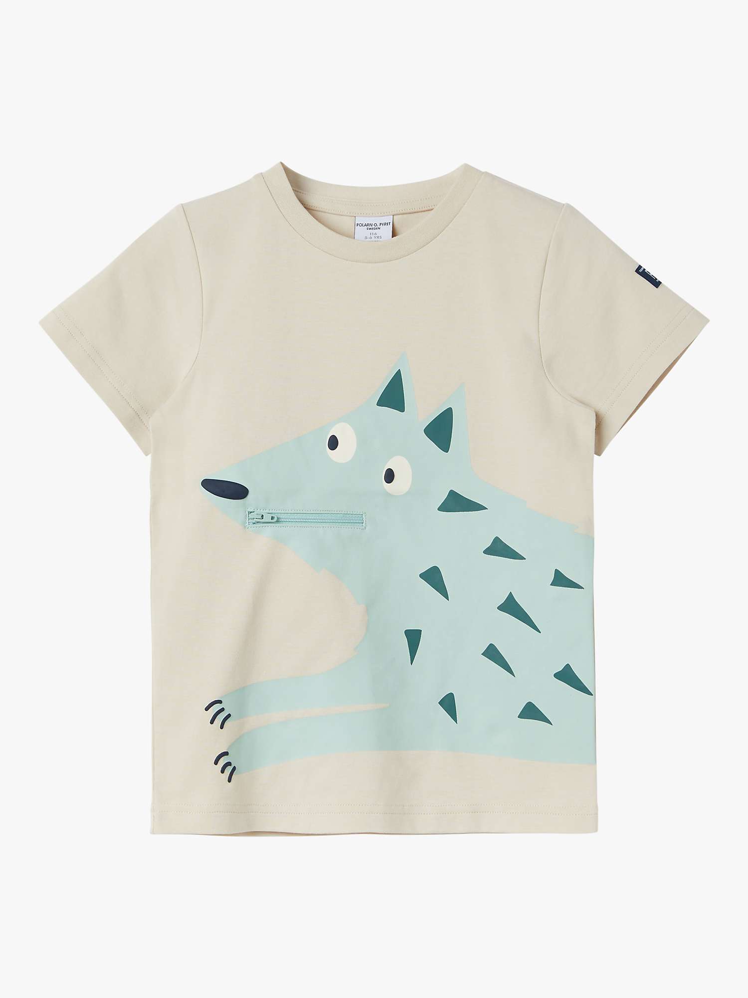 Buy Polarn O. Pyret Kids' GOTS Organic Cotton Wolf T-Shirt, Natural Online at johnlewis.com