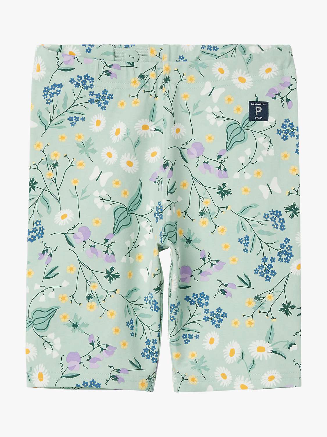 Buy Polarn O. Pyret Kids' Organic Floral Print Cycle Shorts, Duck Egg Blue Online at johnlewis.com