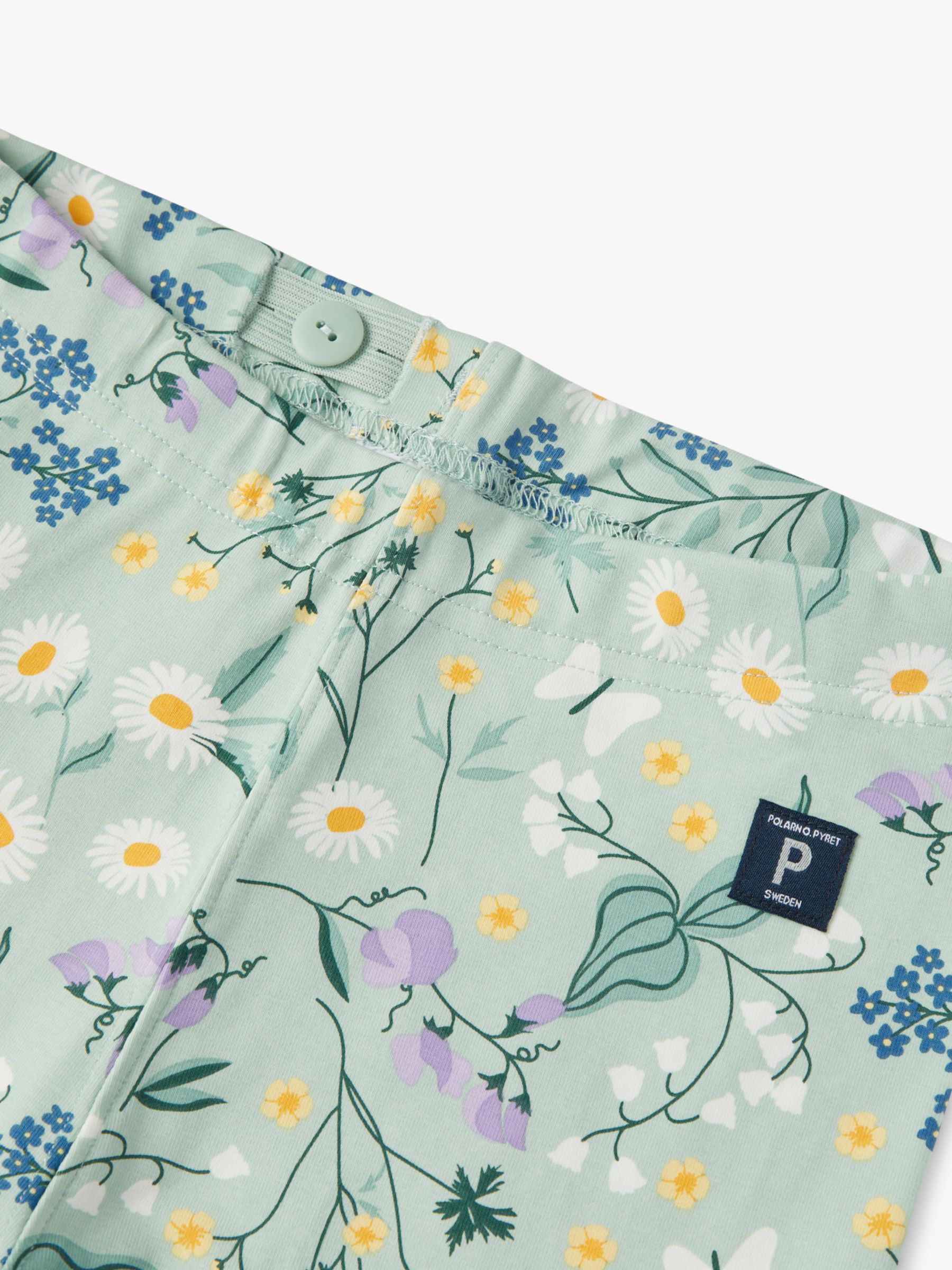 Buy Polarn O. Pyret Kids' Organic Floral Print Cycle Shorts, Duck Egg Blue Online at johnlewis.com