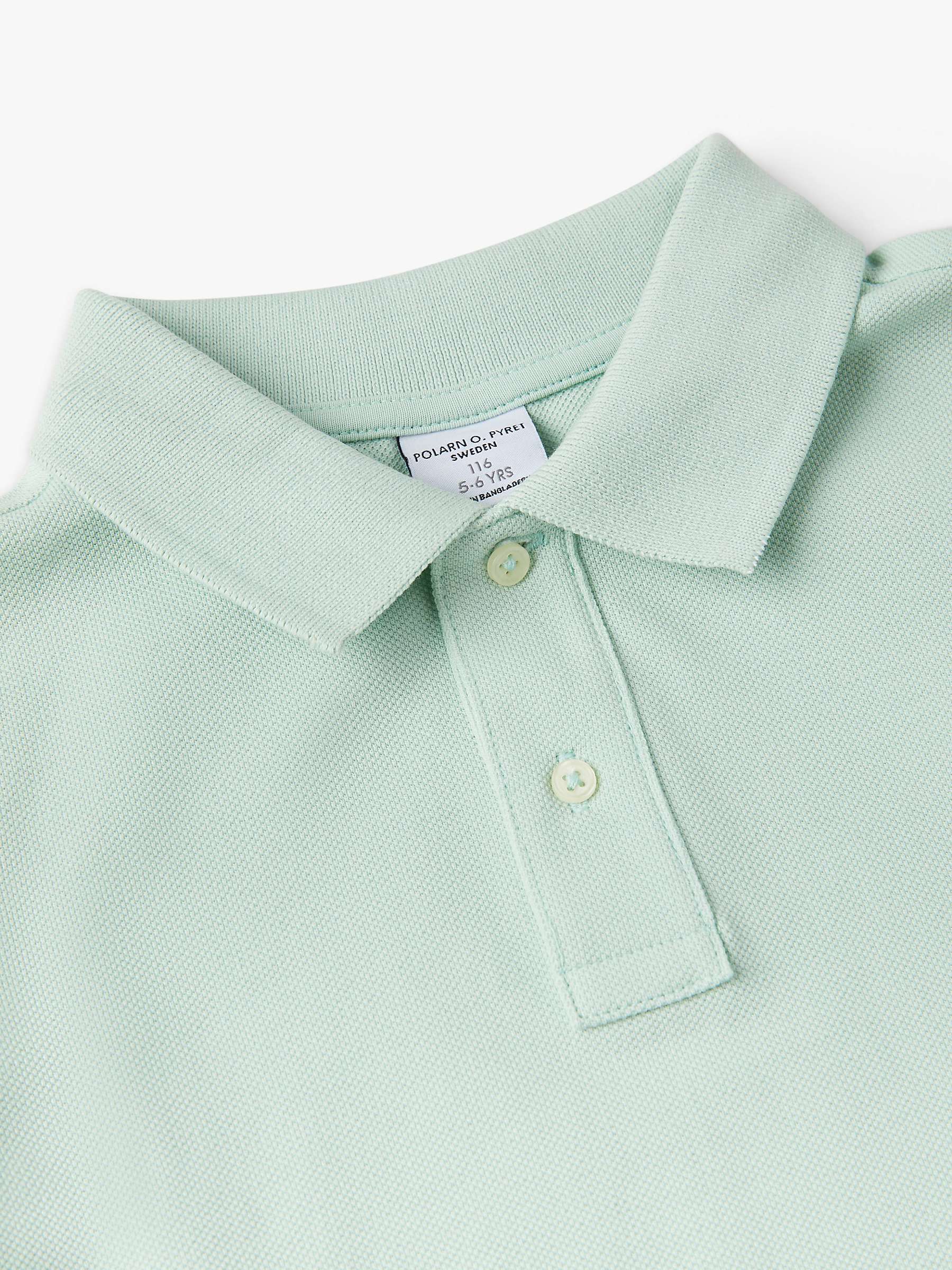 Buy Polarn O. Pyret Kids' Organic Cotton Solid Polo Shirt, Duck Egg Blue Online at johnlewis.com