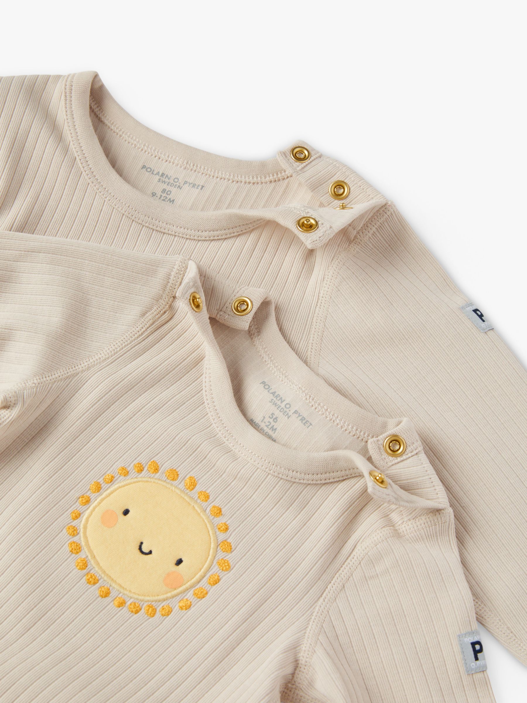Buy Polarn O. Pyret Baby Organic Cotton Rib Sun Applique Bodysuit, Natural Online at johnlewis.com