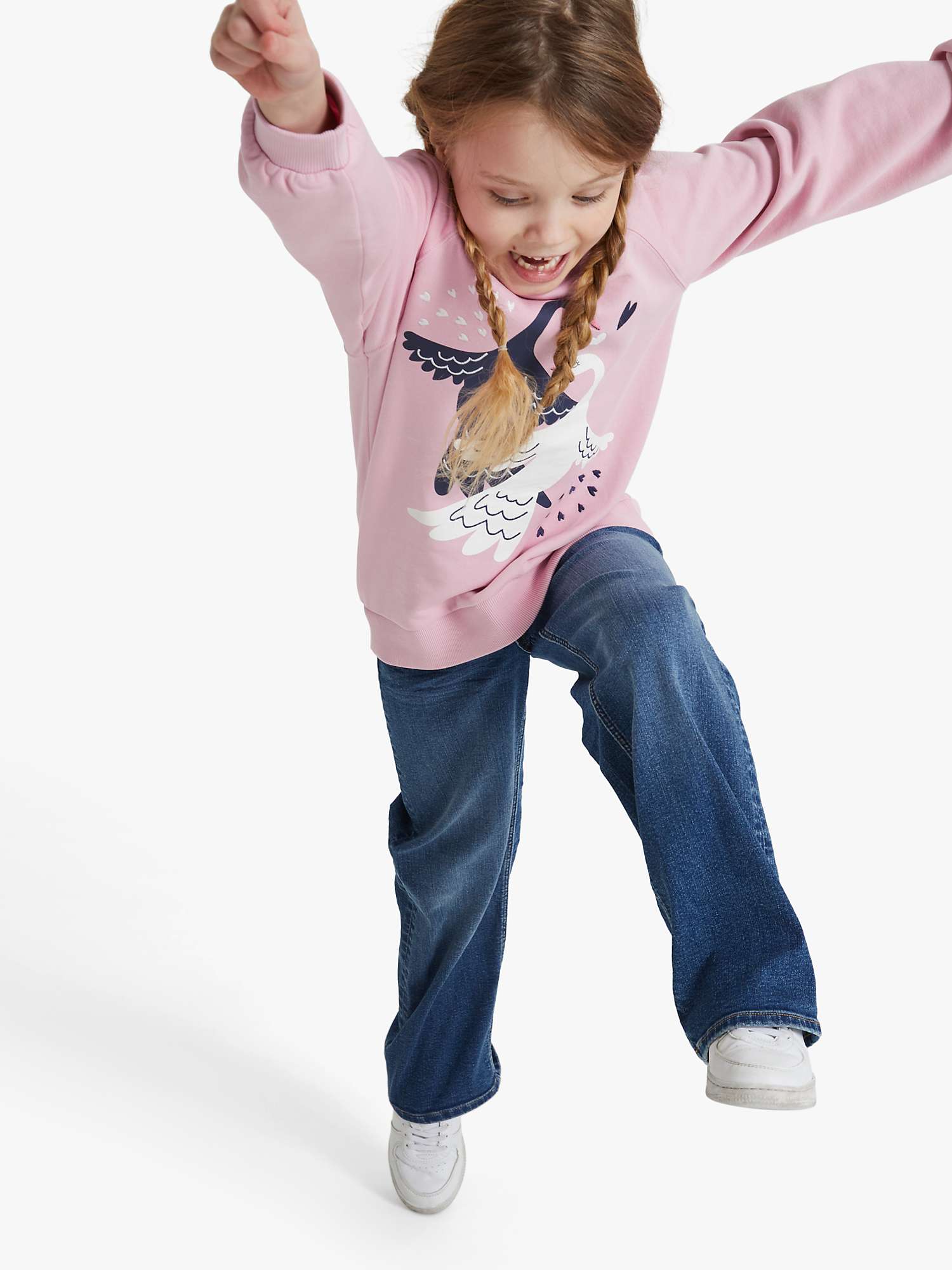 Buy Polarn O. Pyret Kids' Organic Cotton Swan Sweatshirt, Pink Online at johnlewis.com