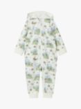 Polarn O. Pyret Baby Organic Cotton Blend Hedgehog Print Hooded All In One Suit, White
