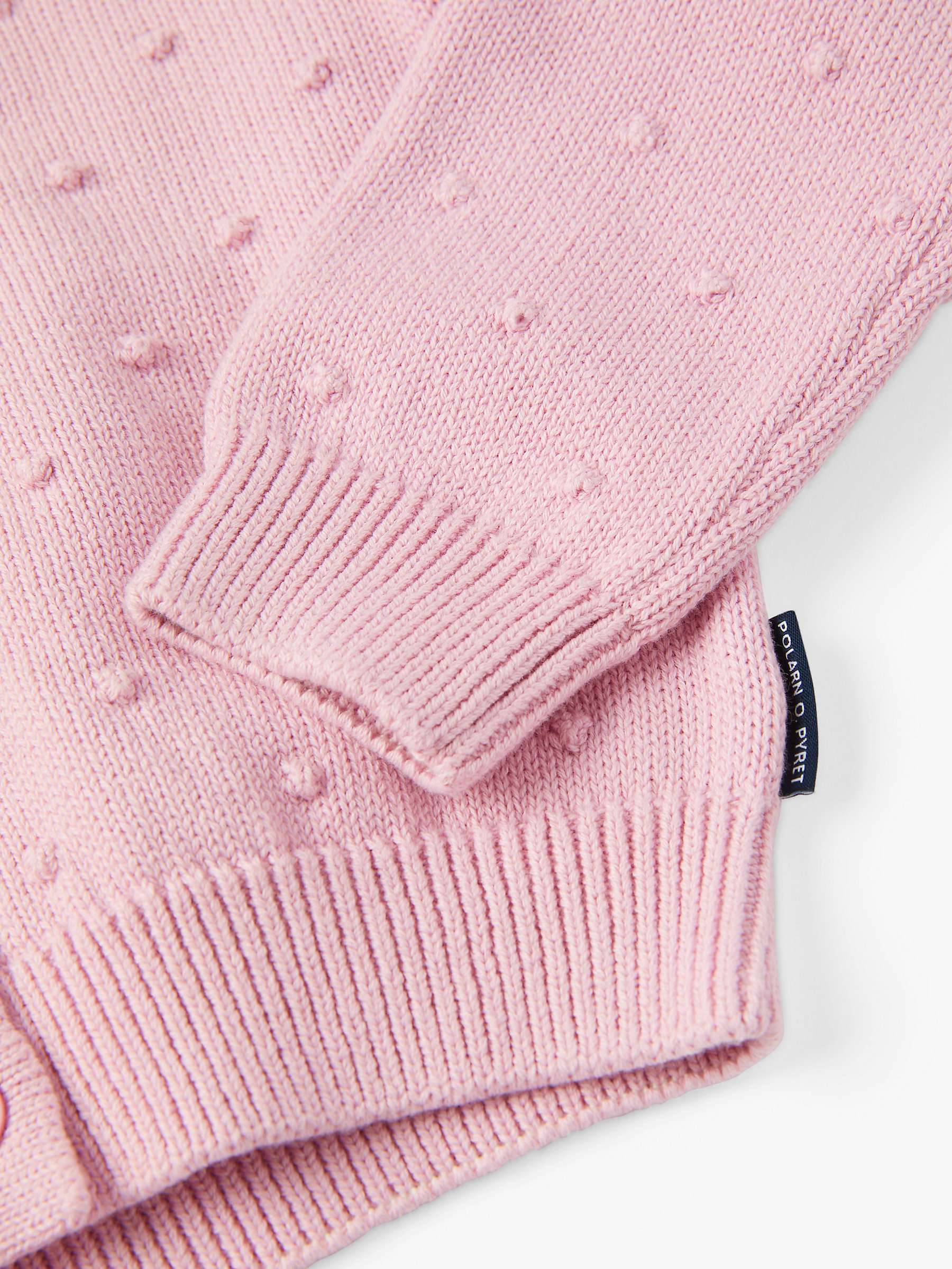 Buy Polarn O. Pyret Kids' Organic Cotton Knit Bobble Detail Cardigan, Pink Online at johnlewis.com