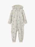 Polarn O. Pyret Baby Organic Cotton Blend Dragonfly Print Hooded All In One, Natural