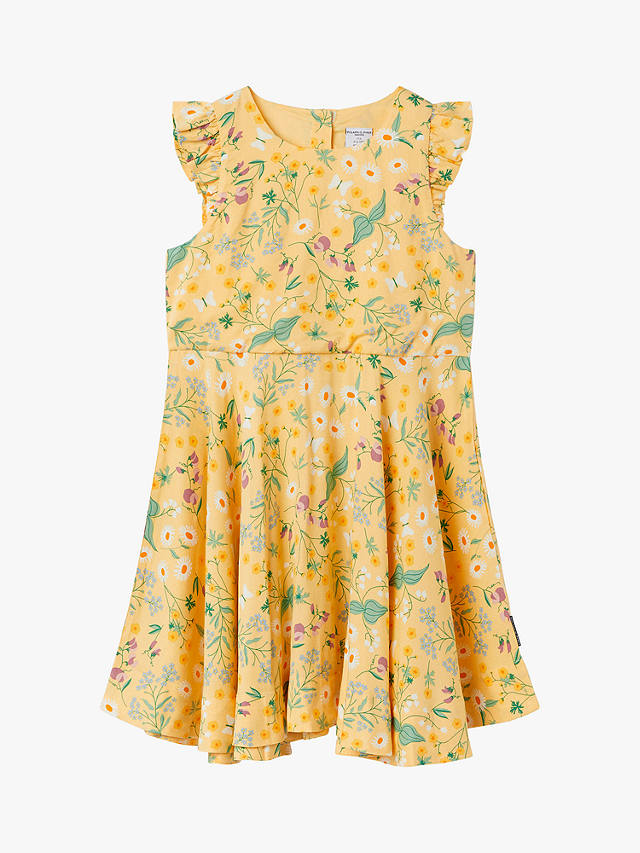 Polarn O. Pyret Baby Floral Dress, Yellow