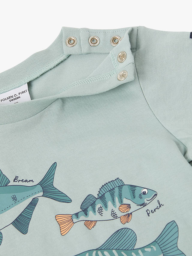 Polarn O. Pyret Kids' GOTS Organic Cotton Sea T-Shirt, Blue