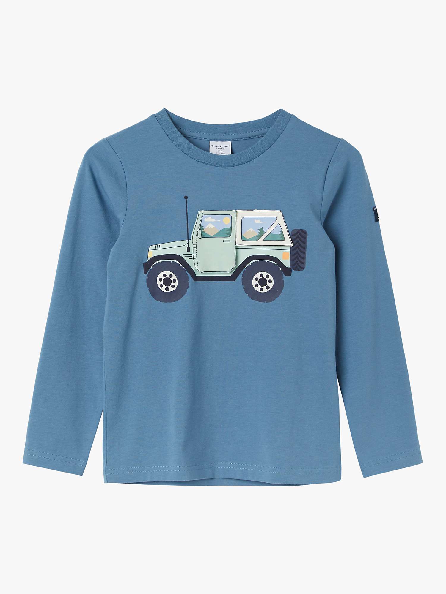 Buy Polarn O. Pyret Kids' Organic Cotton Jeep Long Sleeve Top, Blue Online at johnlewis.com