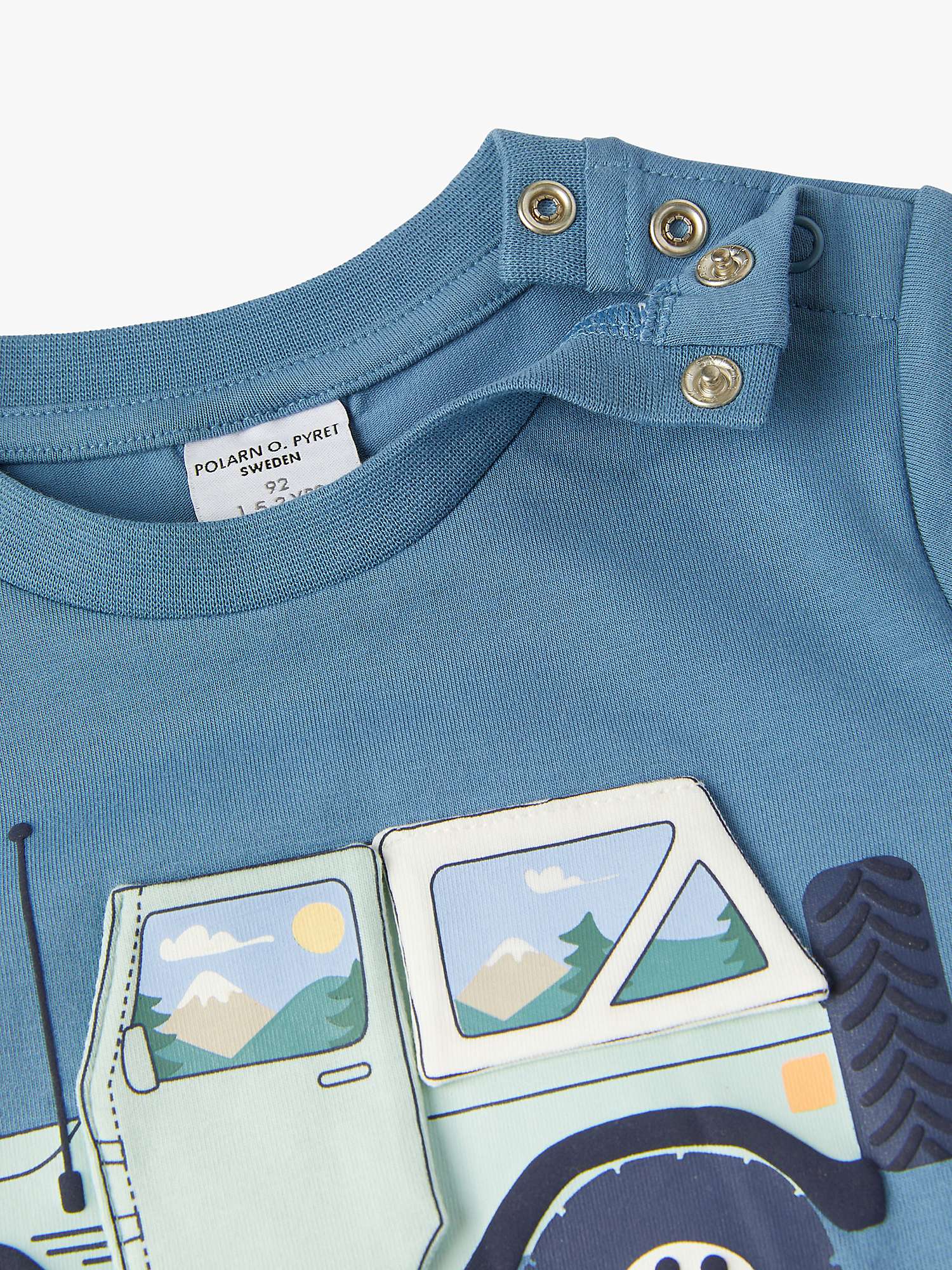 Buy Polarn O. Pyret Kids' Organic Cotton Jeep Long Sleeve Top, Blue Online at johnlewis.com