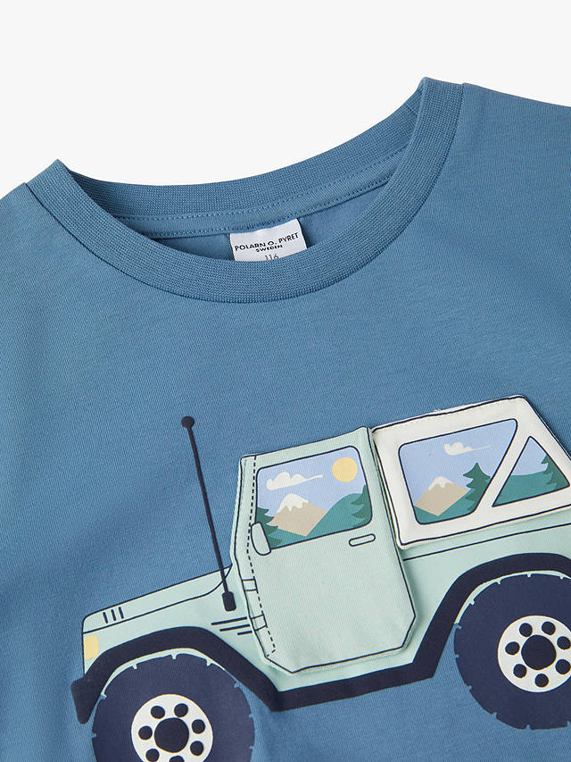 Polarn O. Pyret Kids' Organic Cotton Jeep Long Sleeve Top, Blue