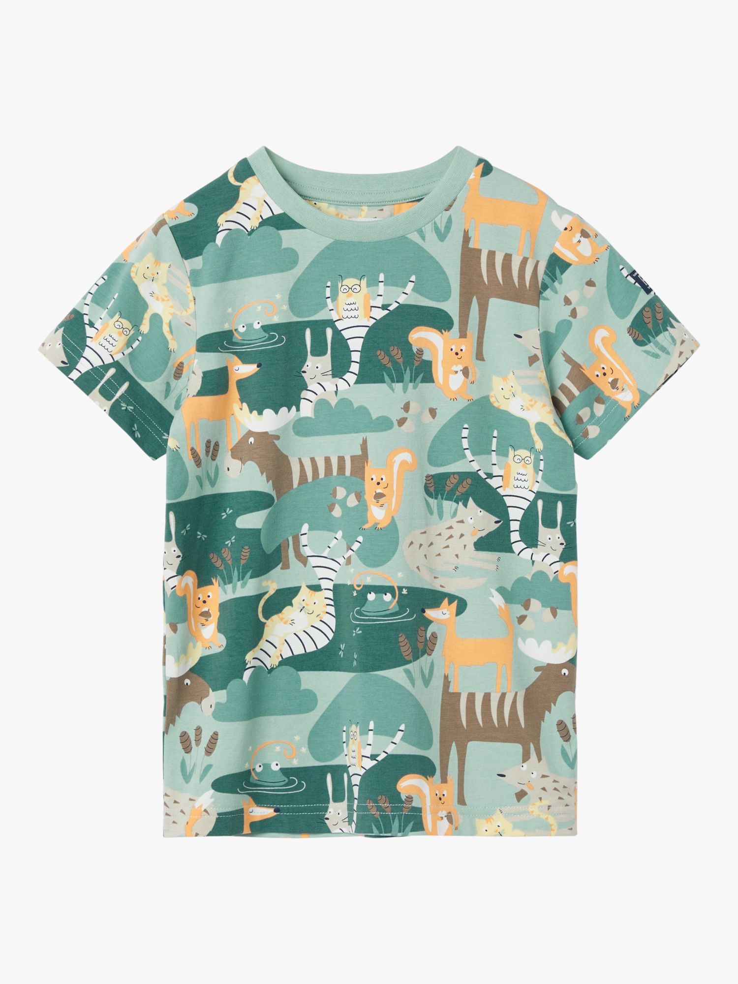Buy Polarn O. Pyret Kids' Organic Cotton Forest Print T-Shirt, Blue Online at johnlewis.com