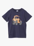 Polarn O. Pyret Kids' Organic Cotton Tractor Print T-Shirt, Blue