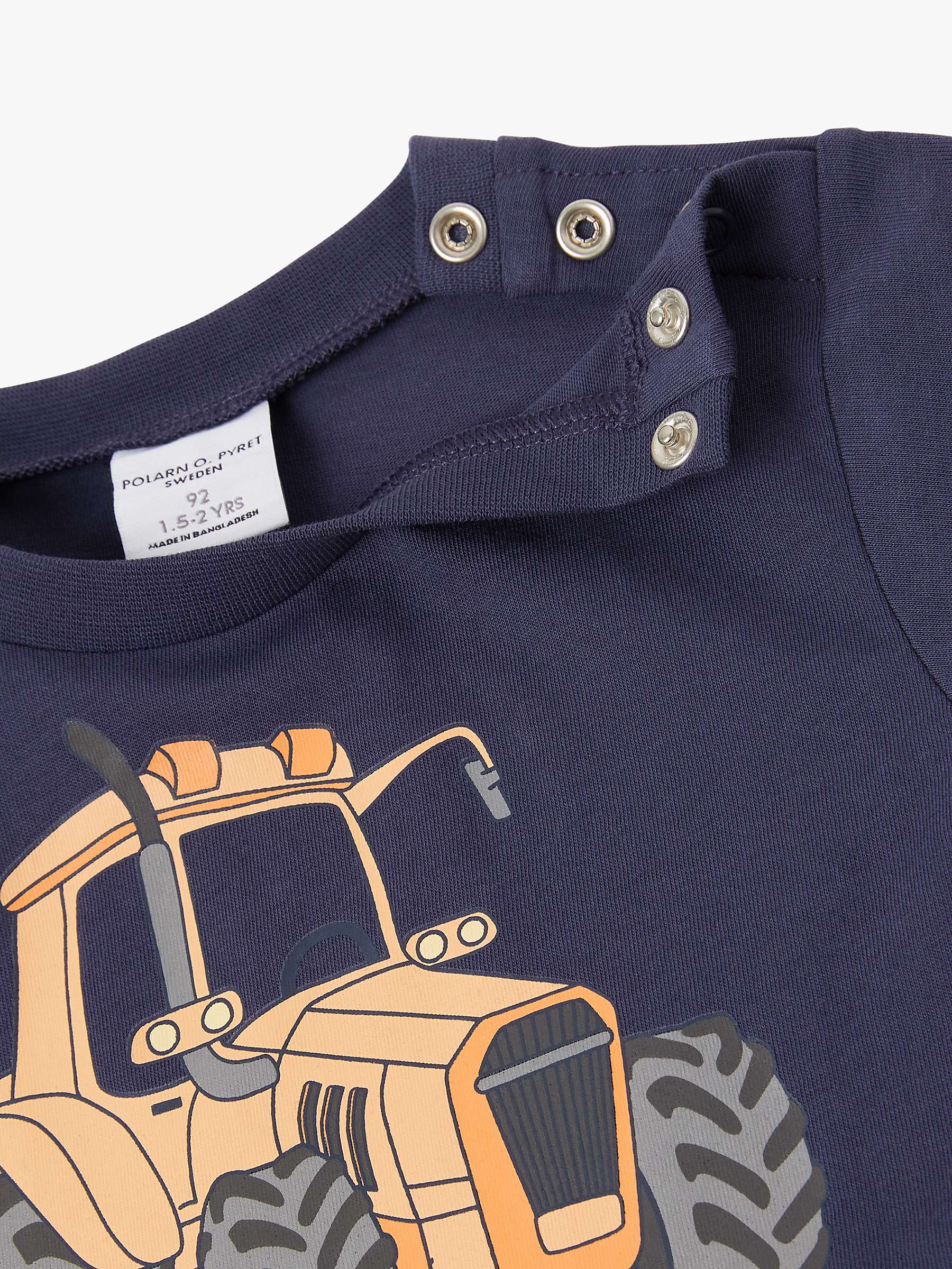 Buy Polarn O. Pyret Kids' Organic Cotton Tractor Print T-Shirt, Blue Online at johnlewis.com