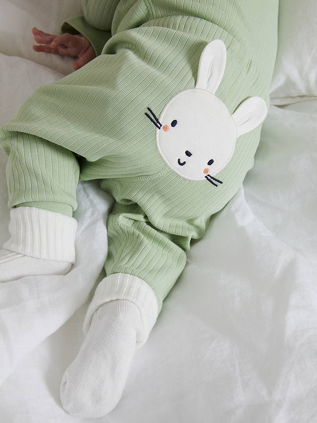 Polarn O. Pyret Baby GOTS Organic Cotton Rabbit Leggings, Green