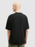 AllSaints Fraktyl Organic Cotton Graphic Oversized T-Shirt, Washed Black/Multi