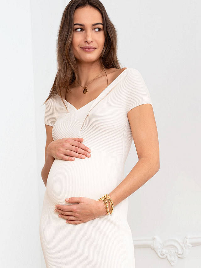 Seraphine Kora Off Shoulder Maternity Dress, Ecru