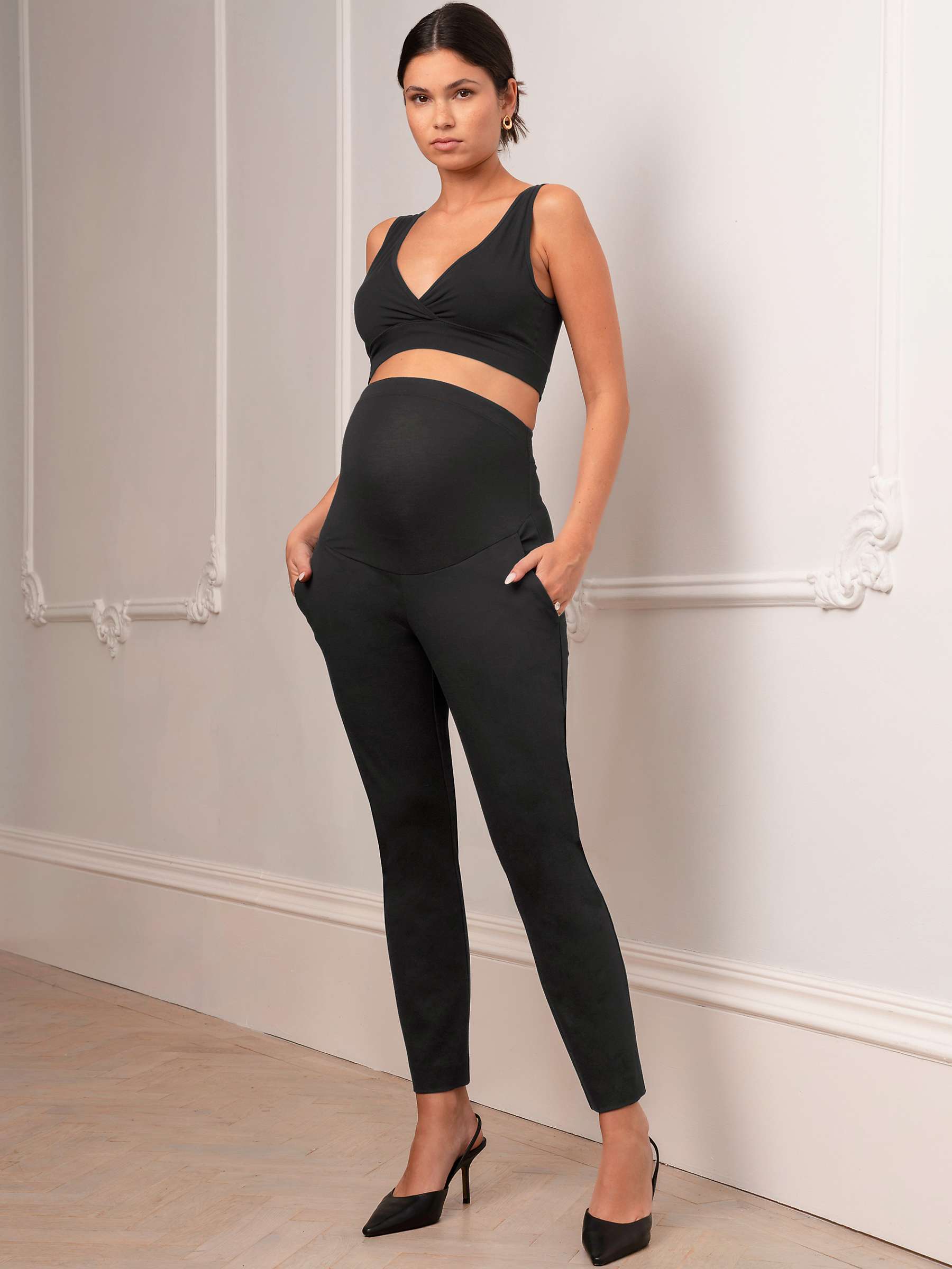 Buy Seraphine Leone Slim Leg Maternity Trousers, Black Online at johnlewis.com