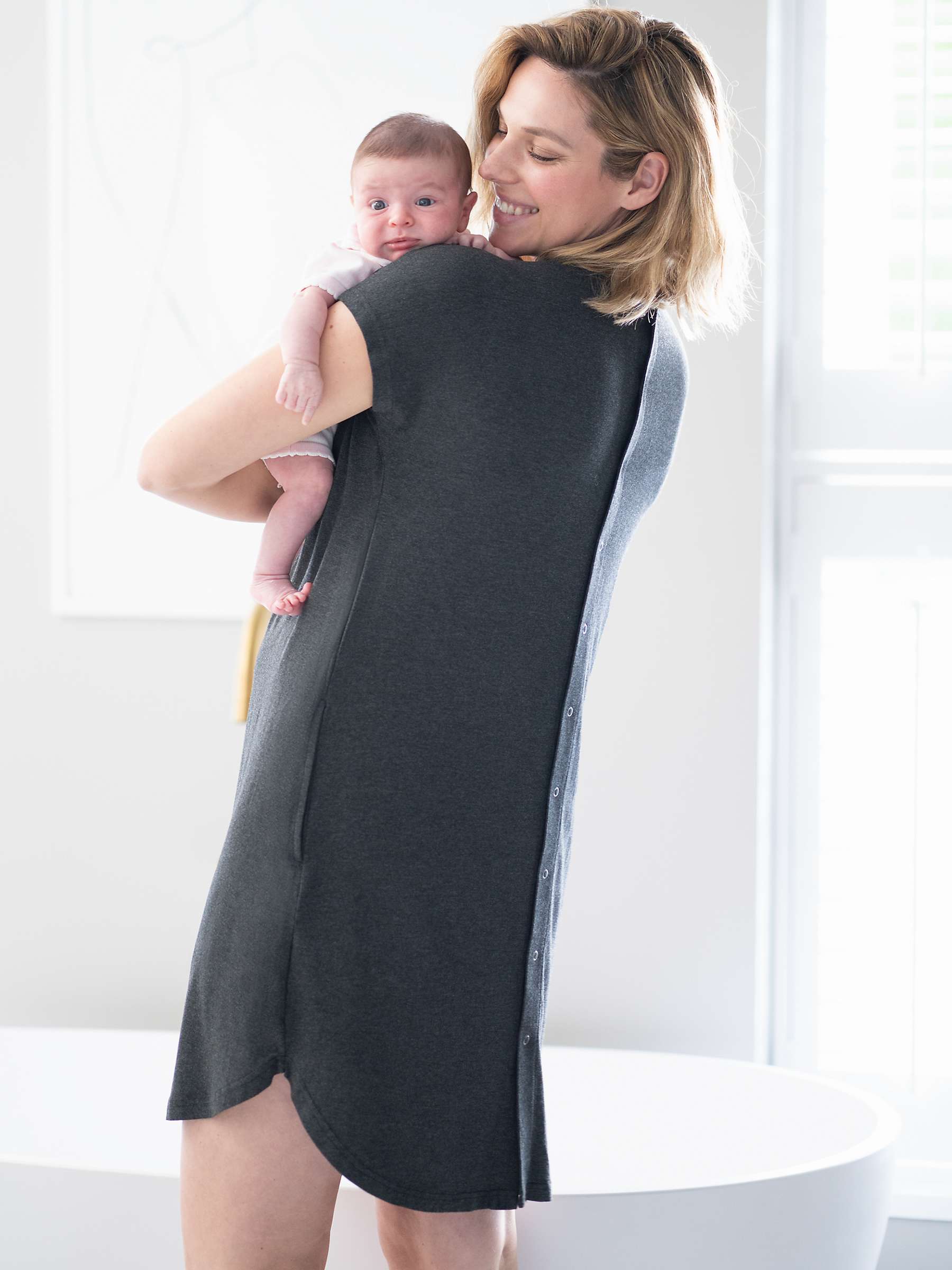 Buy Seraphine Whitney Maternity Nightdress, Charcoal Online at johnlewis.com