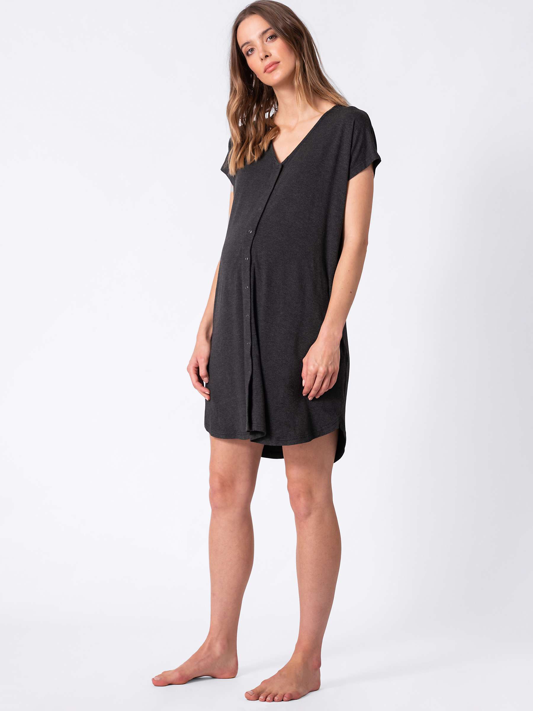 Buy Seraphine Whitney Maternity Nightdress, Charcoal Online at johnlewis.com