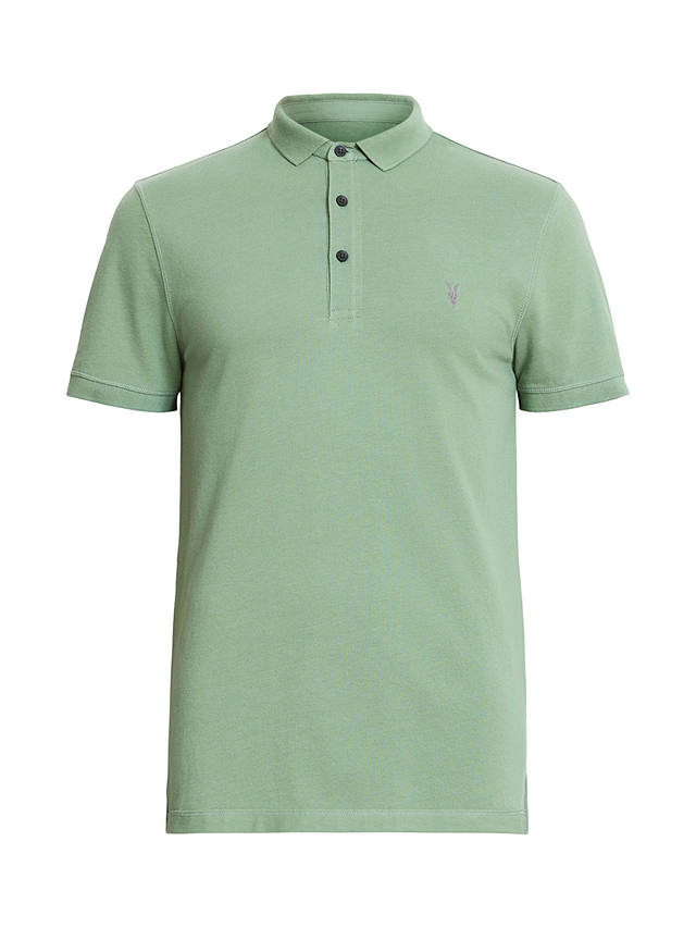 AllSaints Reform Organic Cotton Polo Shirt, Shamrock Green