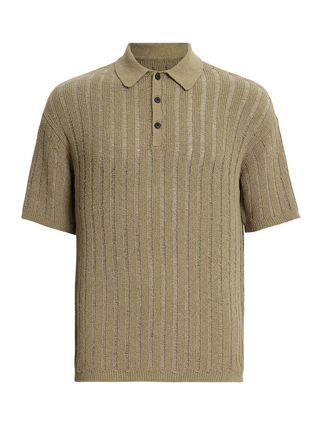 AllSaints Miller Short Sleeve Polo Shirt, Herb Green