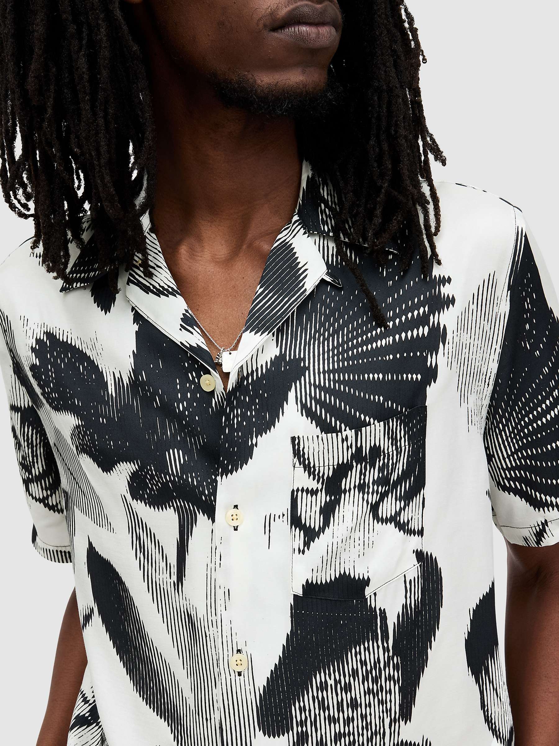 Buy AllSaints Frequency Abstract Print Relaxed Fit Shirt, Off White/Black Online at johnlewis.com