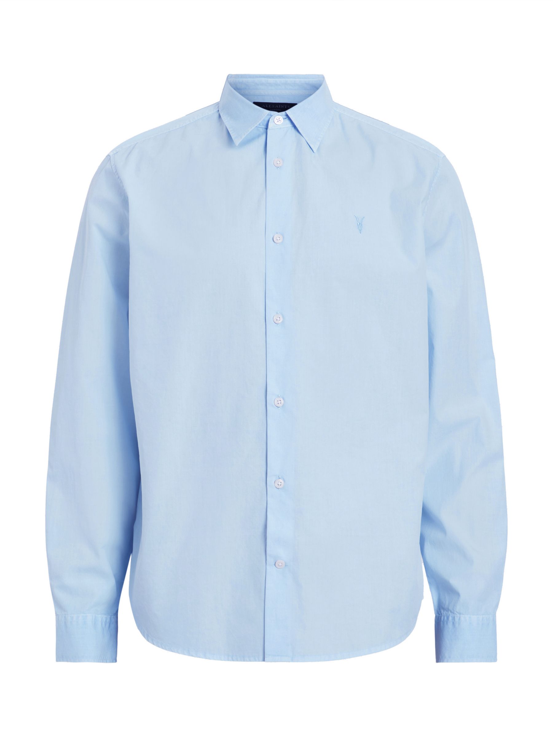 AllSaints Tahoe Long Sleeve Cotton Shirt, Bethel Blue, XS