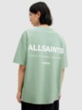 AllSaints Access Organic Cotton Oversized T-Shirt, Shamrock Green