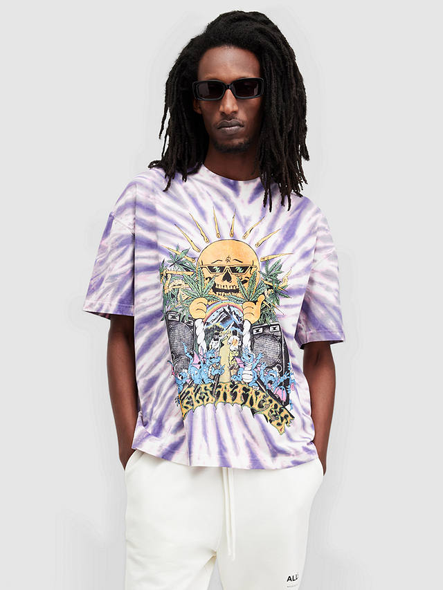AllSaints Fest Oversized Graphic T-Shirt, Lilac/Multi