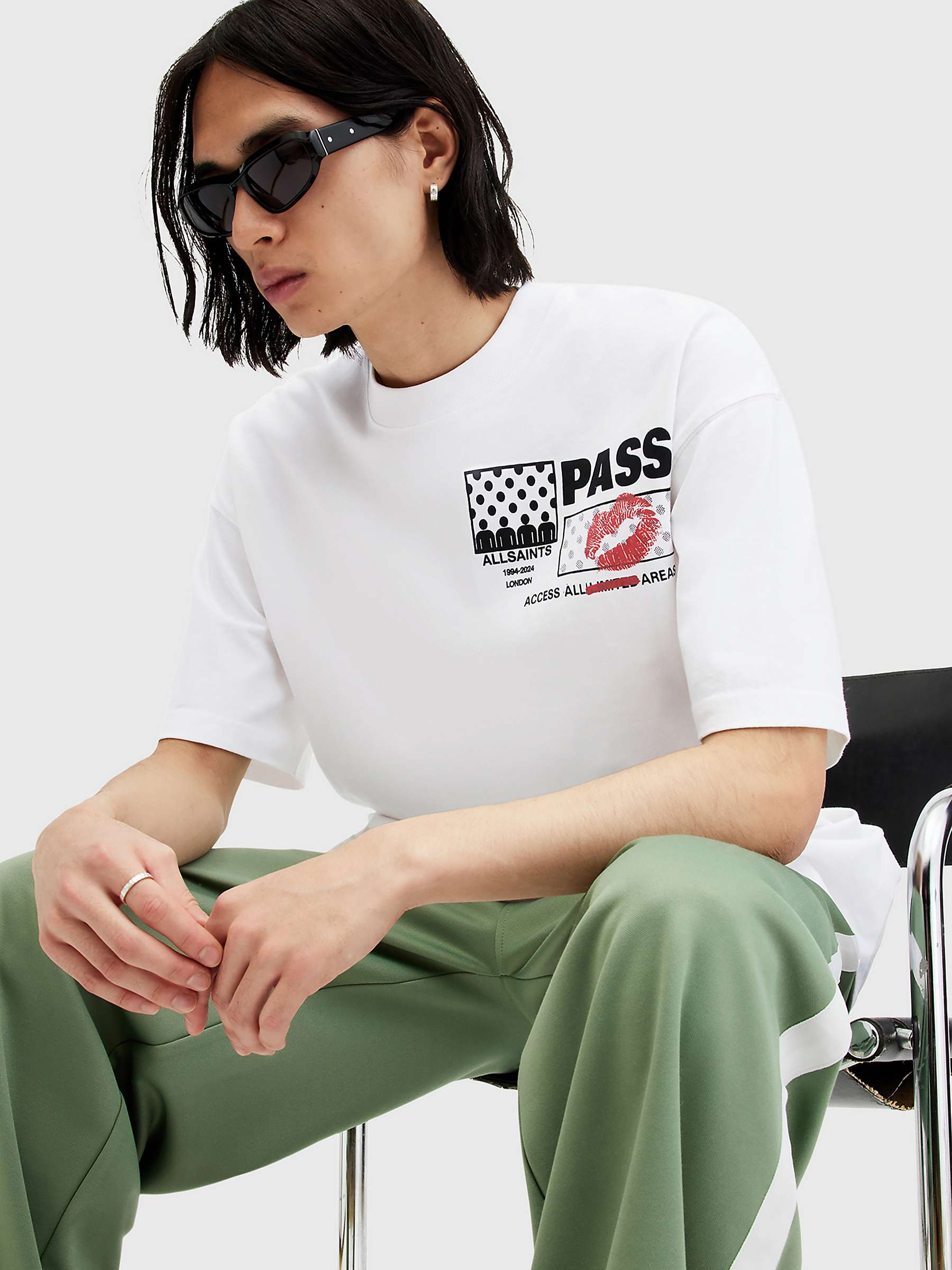 Buy AllSaints Pass Short Sleeve Crew T-Shirt, Optic White Online at johnlewis.com
