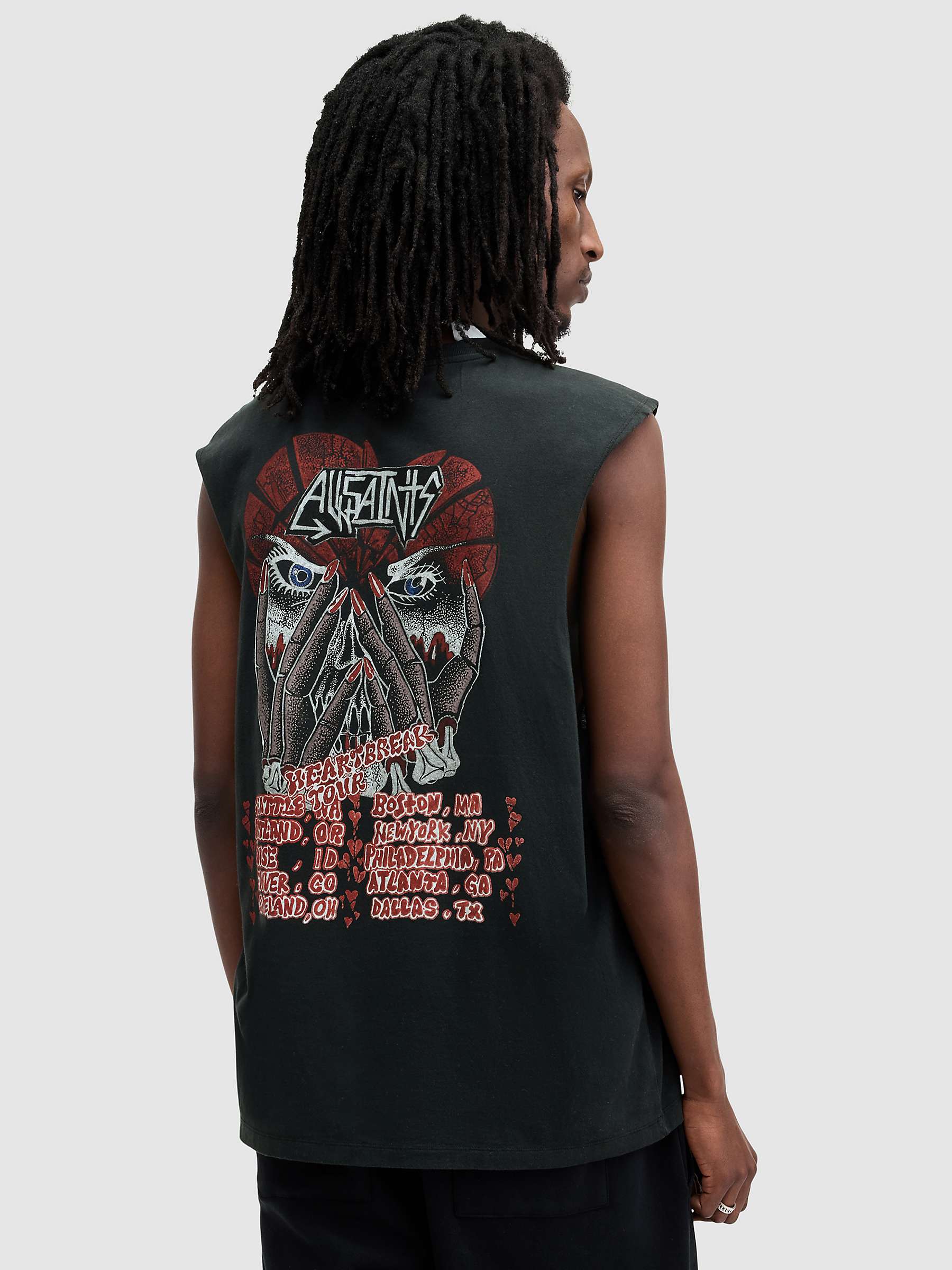 Buy AllSaints Amortis Sleeveless Crew T-Shirt, Washed Black Online at johnlewis.com