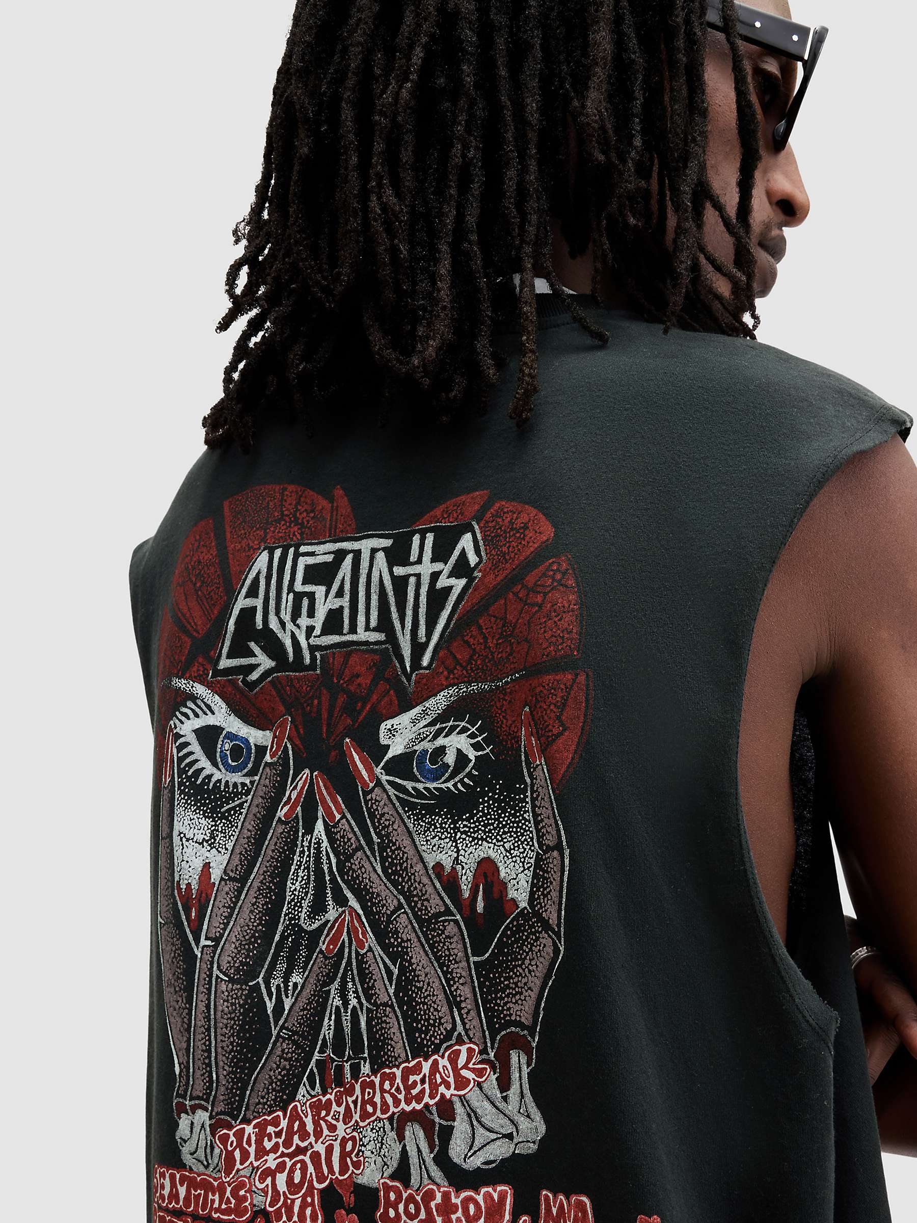 Buy AllSaints Amortis Sleeveless Crew T-Shirt, Washed Black Online at johnlewis.com