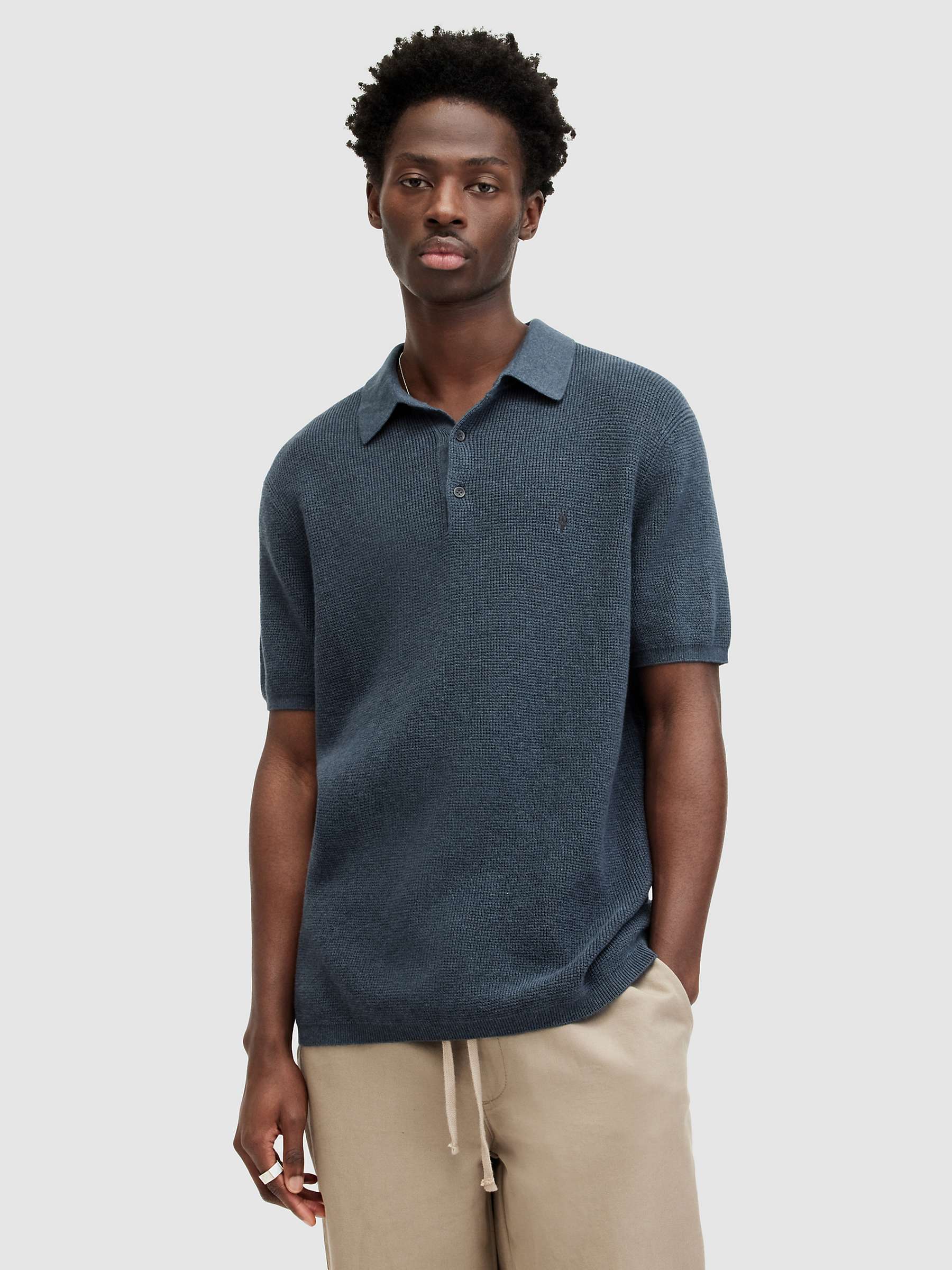 Buy AllSaints Aspen Short Sleeve Polo Shirt, Blue Online at johnlewis.com