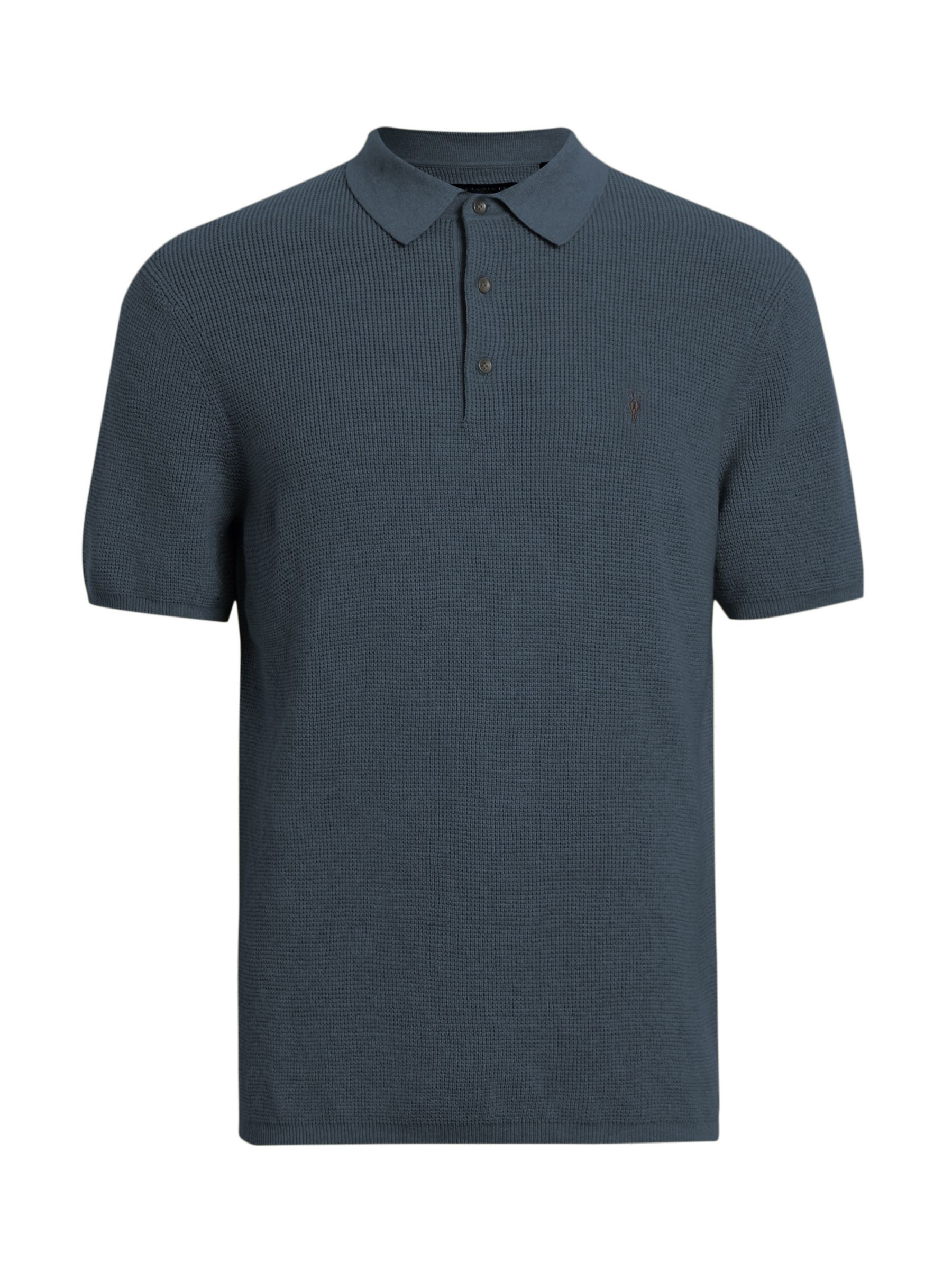 AllSaints Aspen Short Sleeve Polo Shirt, Blue, XS