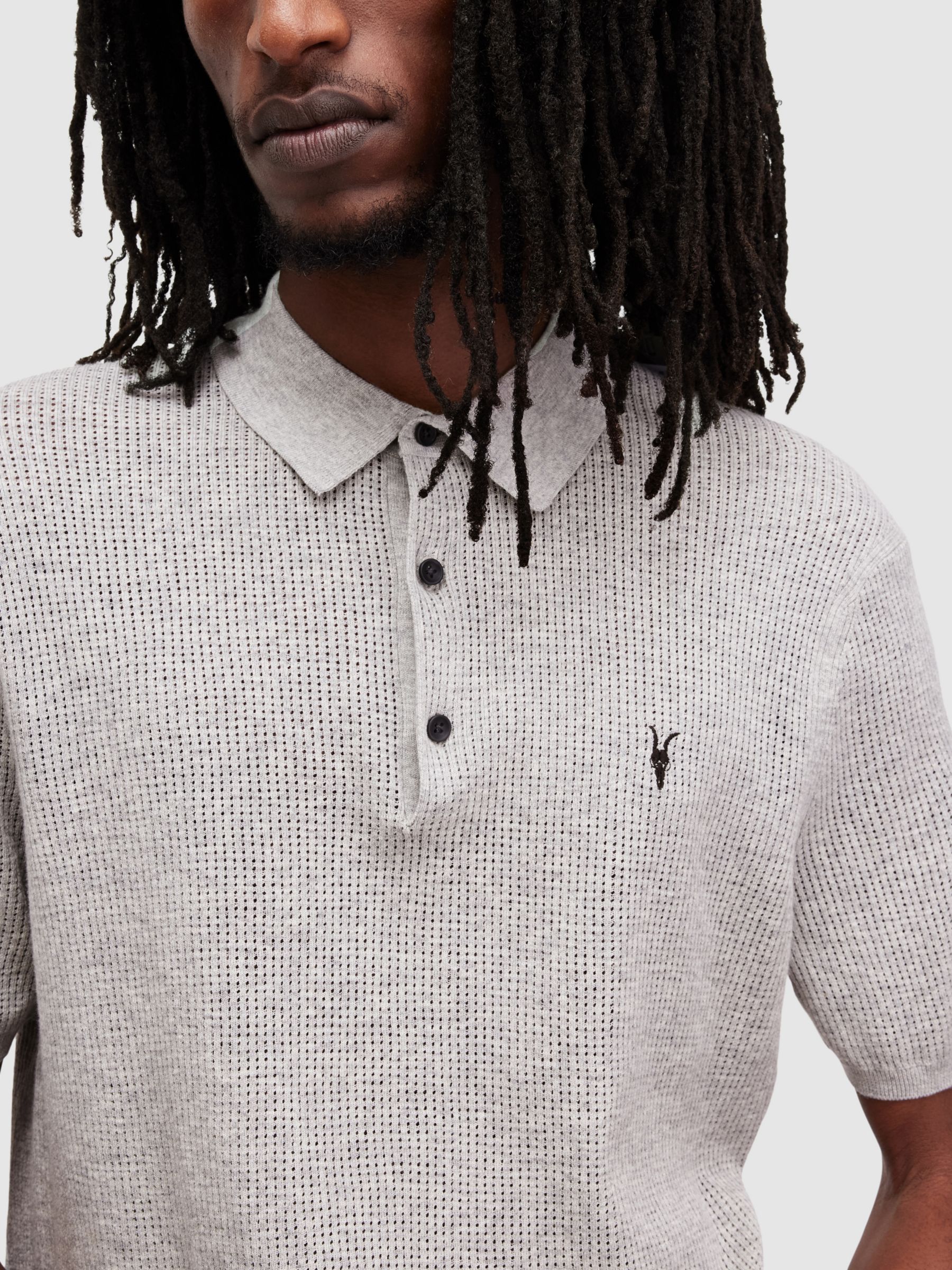 Buy AllSaints Aubrey Organic Cotton Knit Polo Shirt Online at johnlewis.com