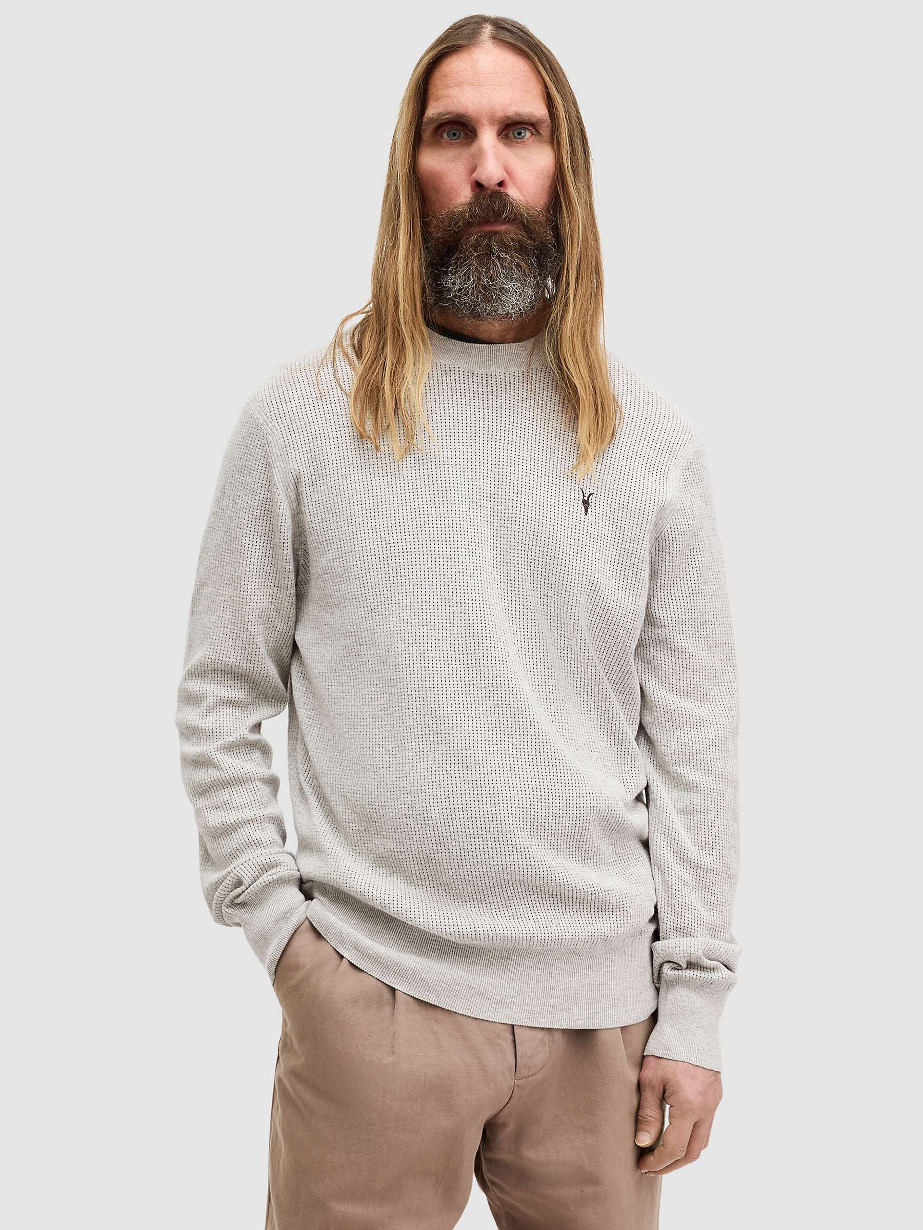 Buy AllSaints Aubrey Organic Cotton Crew Neck Sweatshirt, Grey Marl Online at johnlewis.com
