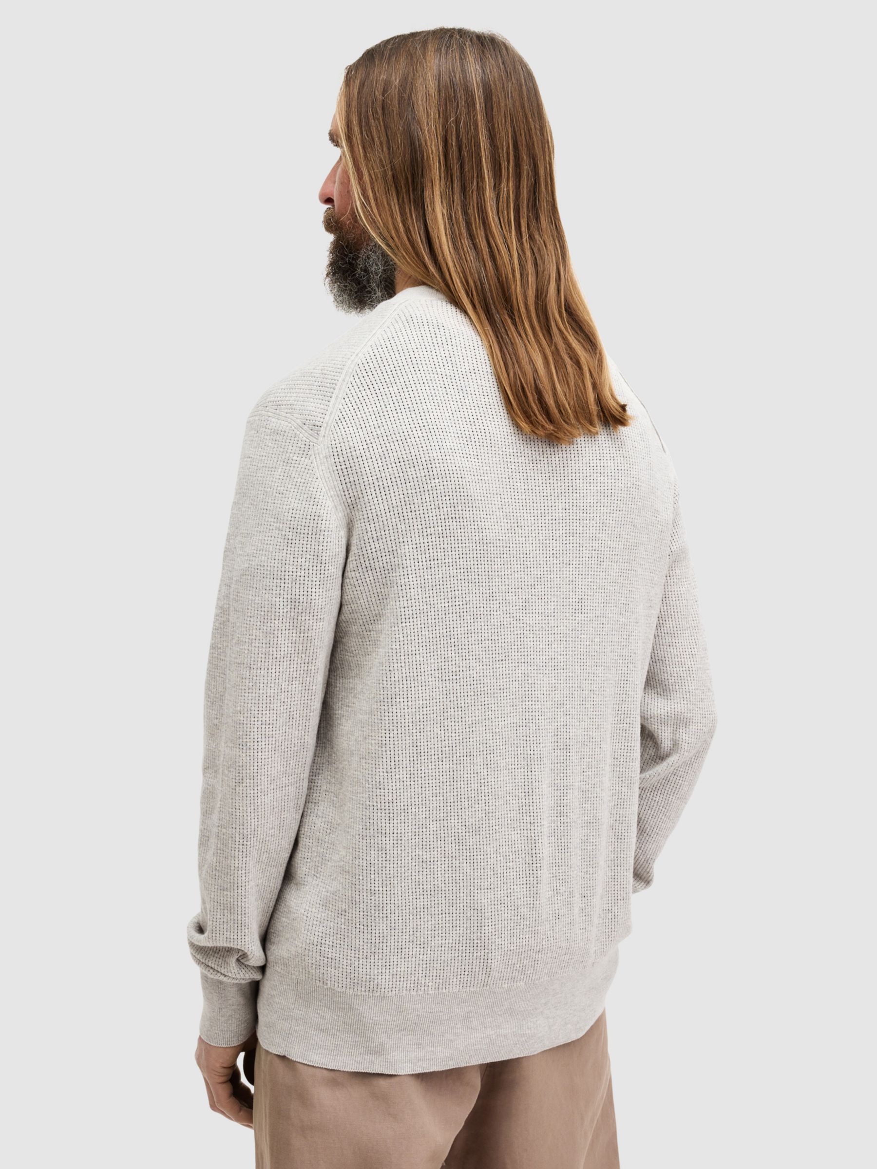 AllSaints Aubrey Organic Cotton Crew Neck Sweatshirt, Grey Marl, L